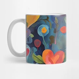 Colorful Floral Hearts Pattern Valentines Day Love Painting Mug